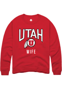 Rally Utah Utes Mens Red Wife Long Sleeve Crew Sweatshirt