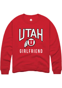 Rally Utah Utes Mens Red Girlfriend Long Sleeve Crew Sweatshirt