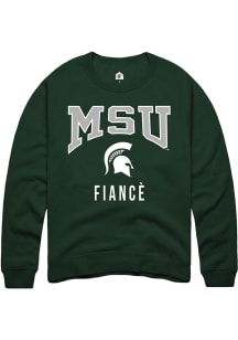 Mens Michigan State Spartans Green Rally Fiancé Crew Sweatshirt