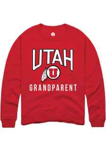 Rally Utah Utes Mens Red Grandparent Long Sleeve Crew Sweatshirt