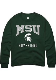 Mens Michigan State Spartans Green Rally Boyfriend Crew Sweatshirt