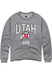 Rally Utah Utes Mens Grey Dad Long Sleeve Crew Sweatshirt