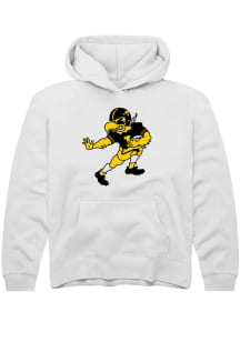 Youth Iowa Hawkeyes White Rally Alt Logo Long Sleeve Hooded Sweatshirt