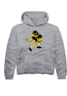 Youth Iowa Hawkeyes Grey Rally Alt Logo Long Sleeve Hooded Sweatshirt