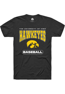 Iowa Hawkeyes Black Rally Baseball Short Sleeve T Shirt