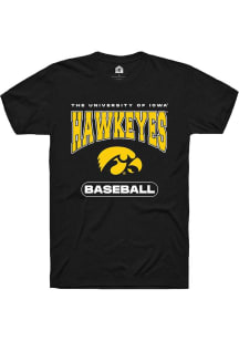 Iowa Hawkeyes Black Rally Baseball Short Sleeve T Shirt