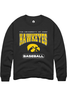 Mens Iowa Hawkeyes Black Rally Baseball Crew Sweatshirt