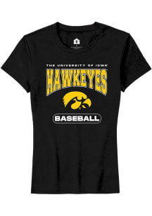 Iowa Hawkeyes Black Rally Baseball Short Sleeve T-Shirt