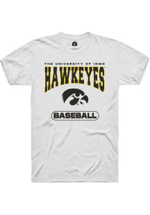 Iowa Hawkeyes White Rally Baseball Short Sleeve T Shirt