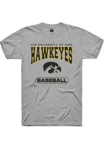 Iowa Hawkeyes Grey Rally Baseball Short Sleeve T Shirt