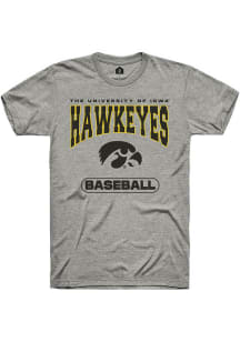 Iowa Hawkeyes Grey Rally Baseball Short Sleeve T Shirt