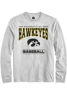 Mens Iowa Hawkeyes White Rally Baseball Tee