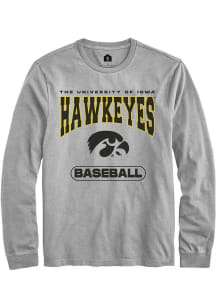 Mens Iowa Hawkeyes Grey Rally Baseball Tee