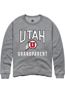 Rally Utah Utes Mens Grey Grandparent Long Sleeve Crew Sweatshirt