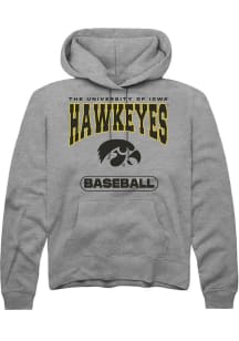 Mens Iowa Hawkeyes Grey Rally Baseball Hooded Sweatshirt