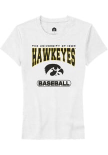 Iowa Hawkeyes White Rally Baseball Short Sleeve T-Shirt