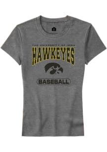 Iowa Hawkeyes Grey Rally Baseball Short Sleeve T-Shirt