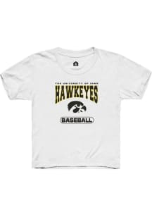 Youth Iowa Hawkeyes White Rally Baseball Short Sleeve T-Shirt