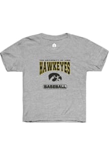 Youth Iowa Hawkeyes Grey Rally Baseball Short Sleeve T-Shirt