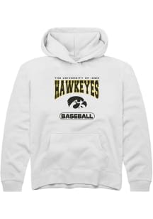 Youth Iowa Hawkeyes White Rally Baseball Long Sleeve Hooded Sweatshirt