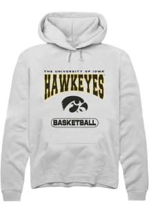 Mens Iowa Hawkeyes White Rally Basketball Hooded Sweatshirt