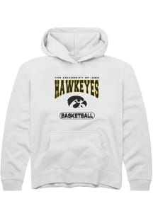 Youth Iowa Hawkeyes White Rally Basketball Long Sleeve Hooded Sweatshirt