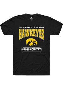 Iowa Hawkeyes Black Rally Cross Country Short Sleeve T Shirt