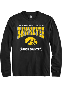 Mens Iowa Hawkeyes Black Rally Cross Country Tee