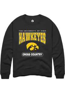 Mens Iowa Hawkeyes Black Rally Cross Country Crew Sweatshirt