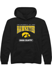 Youth Iowa Hawkeyes Black Rally Cross Country Long Sleeve Hooded Sweatshirt