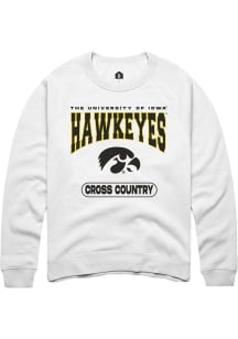 Mens Iowa Hawkeyes White Rally Cross Country Crew Sweatshirt