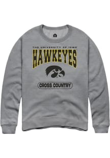 Mens Iowa Hawkeyes Grey Rally Cross Country Crew Sweatshirt