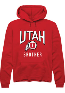 Rally Utah Utes Mens Red Brother Long Sleeve Hoodie