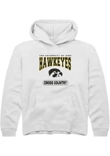 Youth Iowa Hawkeyes White Rally Cross Country Long Sleeve Hooded Sweatshirt