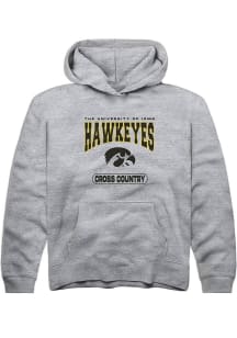 Youth Iowa Hawkeyes Grey Rally Cross Country Long Sleeve Hooded Sweatshirt