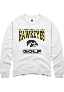 Mens Iowa Hawkeyes White Rally Golf Crew Sweatshirt