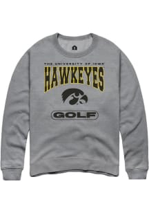 Mens Iowa Hawkeyes Grey Rally Golf Crew Sweatshirt