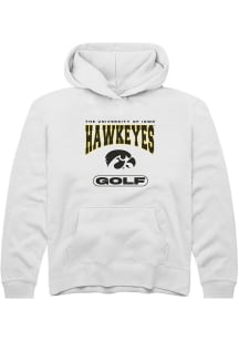 Youth Iowa Hawkeyes White Rally Golf Long Sleeve Hooded Sweatshirt