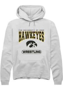 Mens Iowa Hawkeyes White Rally Wrestling Hooded Sweatshirt