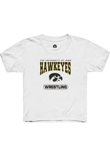 Youth Iowa Hawkeyes White Rally Wrestling Short Sleeve T-Shirt