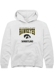 Youth Iowa Hawkeyes White Rally Wrestling Long Sleeve Hooded Sweatshirt