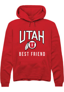 Rally Utah Utes Mens Red Best Friend Long Sleeve Hoodie