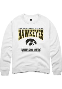 Mens Iowa Hawkeyes White Rally Women's Cross Country Crew Sweatshirt