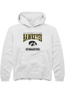 Youth Iowa Hawkeyes White Rally Gymnastics Long Sleeve Hooded Sweatshirt