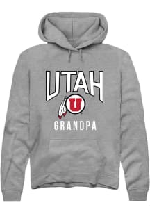 Rally Utah Utes Mens Grey Grandpa Long Sleeve Hoodie