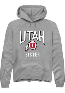 Rally Utah Utes Mens Grey Sister Long Sleeve Hoodie