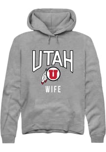Rally Utah Utes Mens Grey Wife Long Sleeve Hoodie