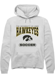 Mens Iowa Hawkeyes White Rally Soccer Hooded Sweatshirt