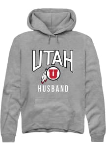 Rally Utah Utes Mens Grey Husband Long Sleeve Hoodie