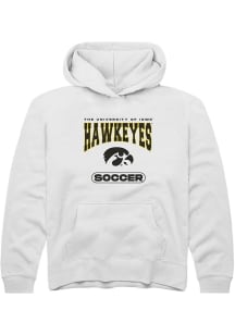 Youth Iowa Hawkeyes White Rally Soccer Long Sleeve Hooded Sweatshirt